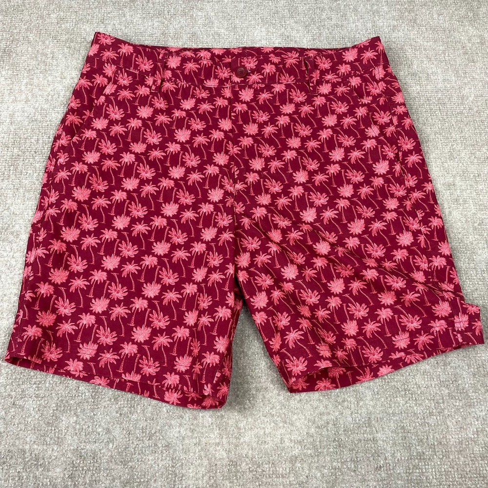 All In Motion Resort Board Hybrid Chino Shorts Mens Medium Red Palm Tree AOP